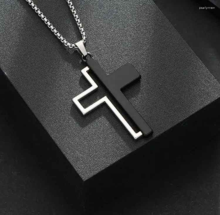 Black Traditional Cross Pendant - Silver Cross- Pendant For Men