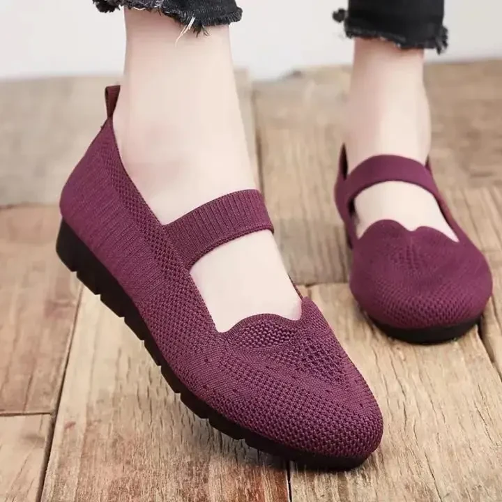 New women's cloth shoes flat shoes thick-soled soft-soled non-slip flying knitted