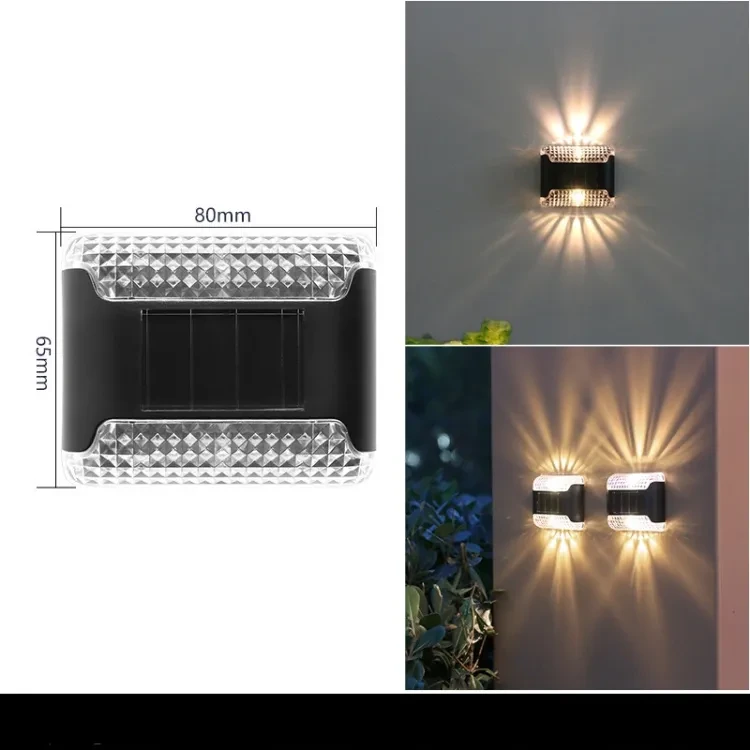 Led Solar Power Lamp Waterproof Wall Lights Fence Yard Patio Stairs Balcony Garden Decorations Up and Down Outdoor Lights