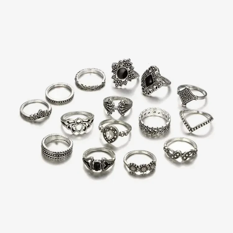 Versatile -Choice and Remark -15 Pieces Rings Set for Women RN-0511 Finger Ring Set- Avant-garde Preferble - Low Hassle and Maintanance