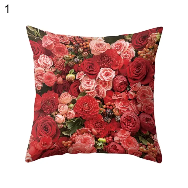 Tulip Sunflower Rose Pattern Throw Pillow Case Cushion Cover Sofa Bed Car Decor