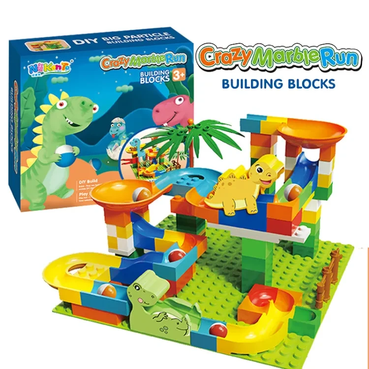 Manufacturers wholesale new slide building block park assembly early education dinosaur track ball toys student children's gifts