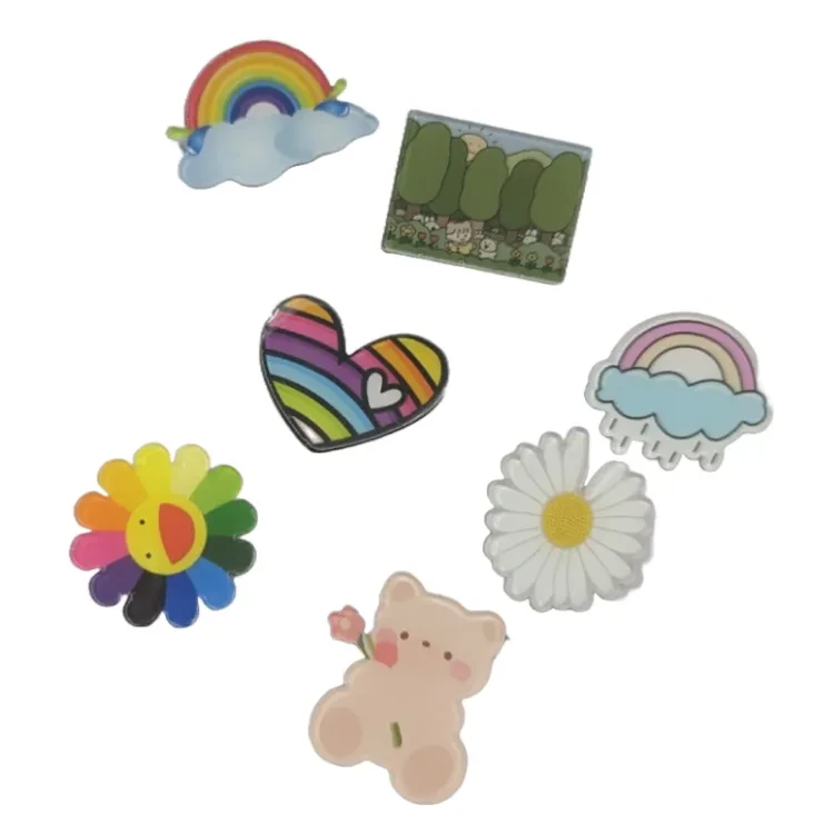 5 random pcs Cute acrylic badge cartoon brooch bag accessories with safety pin to attach