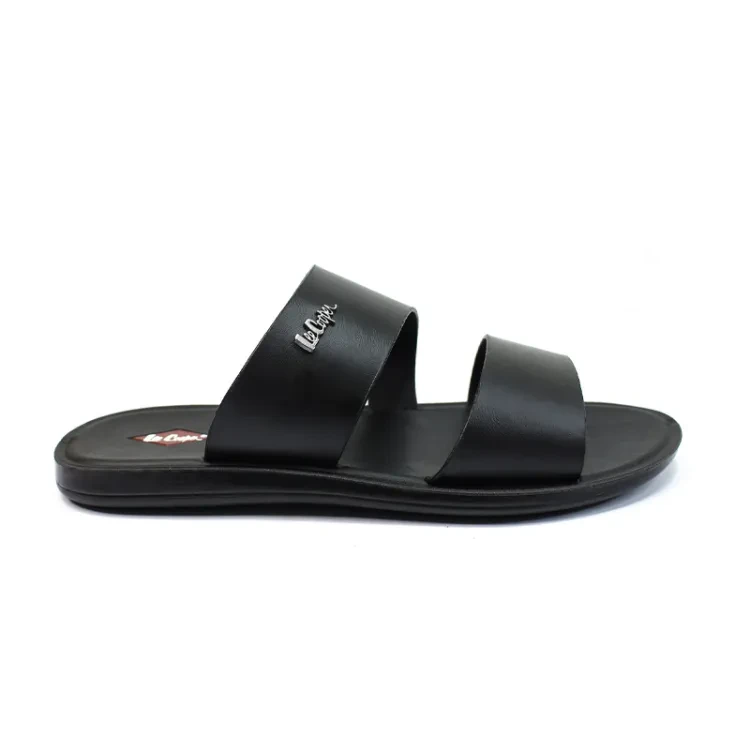 Lee Cooper Men's Comfortable Sandals - Black, Artificial Leather, Slip-On.