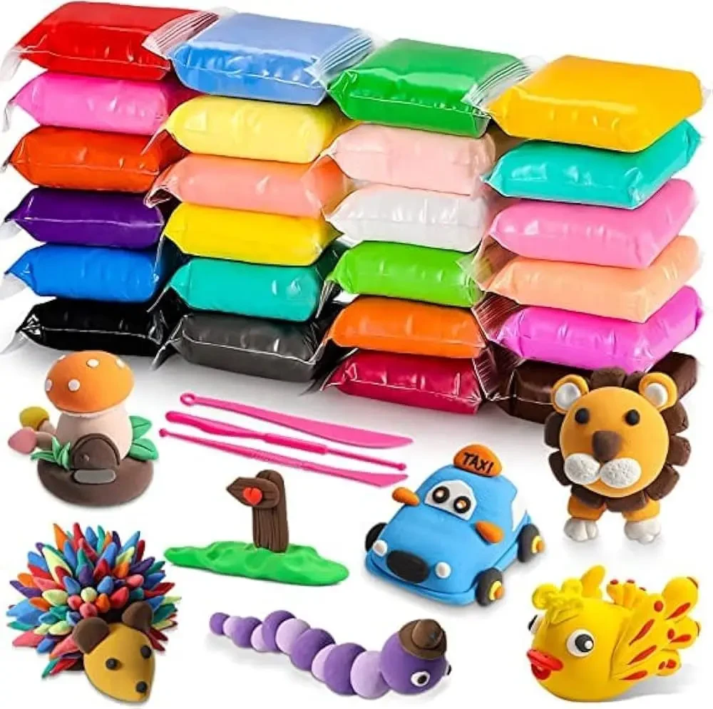 Soft Clay Modeling DIY Colorful Tools Super Light Clay Non Toxic For Kids 12 Colors