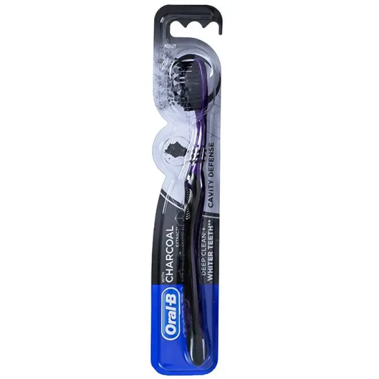 Oral B Cavity Defense Deep Clean + Whiter Teeth with Charcoal Extract Medium Toothbrush