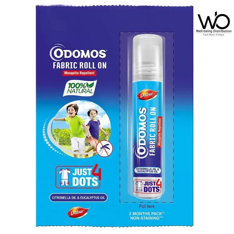 Odomos Mosquito Repellent Fabric Rollon Citronella & Eucalyptus Oil 8Ml (Made In India)