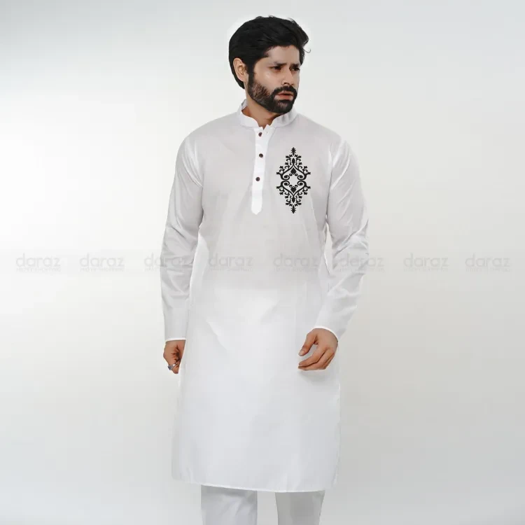White New Print Special Panjabi for Man