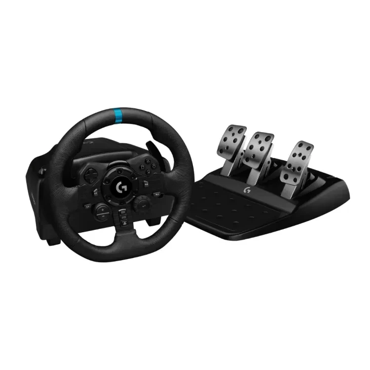 Logitech G923 Racing Wheel and Pedals, TRUEFORCE up to 1000 Hz Force Feedback, Responsive Driving Design, Dual Clutch Launch Control, Leather Wheel Cover, for PS5, PS4, PC, Mac - Black