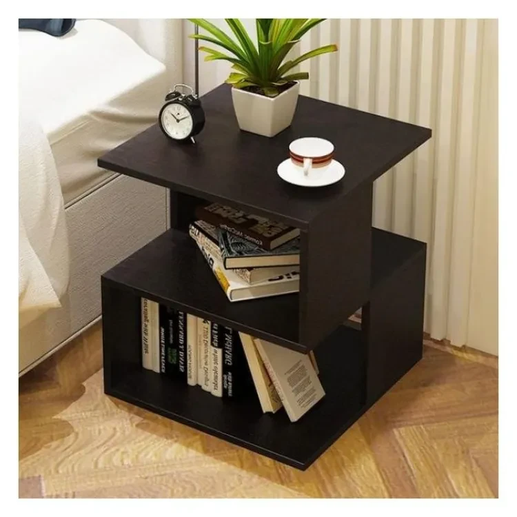Bed side table with storage - Black Melamine Laminated Board 1.5 ft by 1.3ft/16inch Side Table