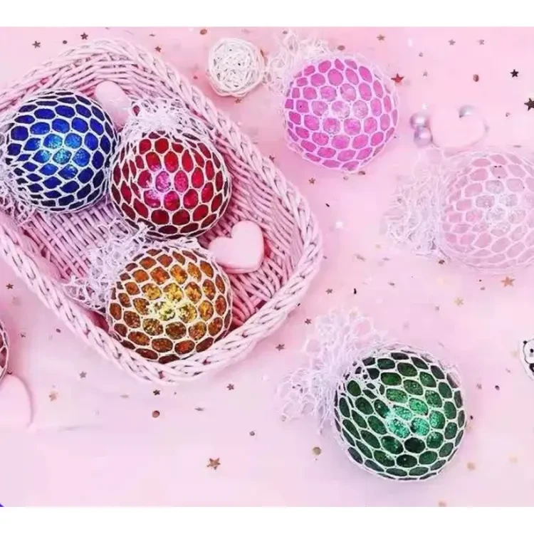 Mesh Squish Ball Stress Relief Squishy Squeeze Ball Finger Exercise Toys Anti-Stress (random color)