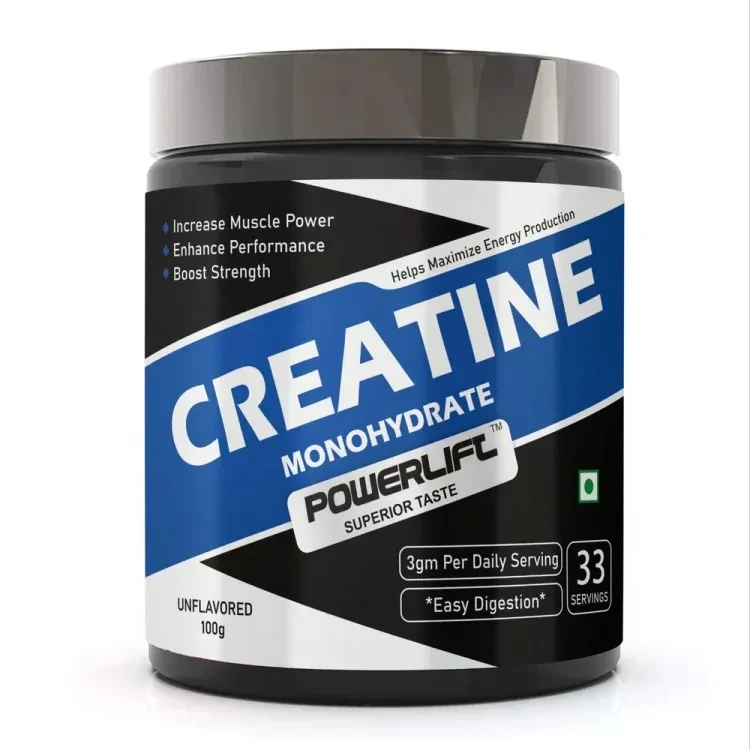PowerLift Creatine Monohydrate 100gm Unflavored, Muscle Repair & Recovery, 83 servings of Creatine, India