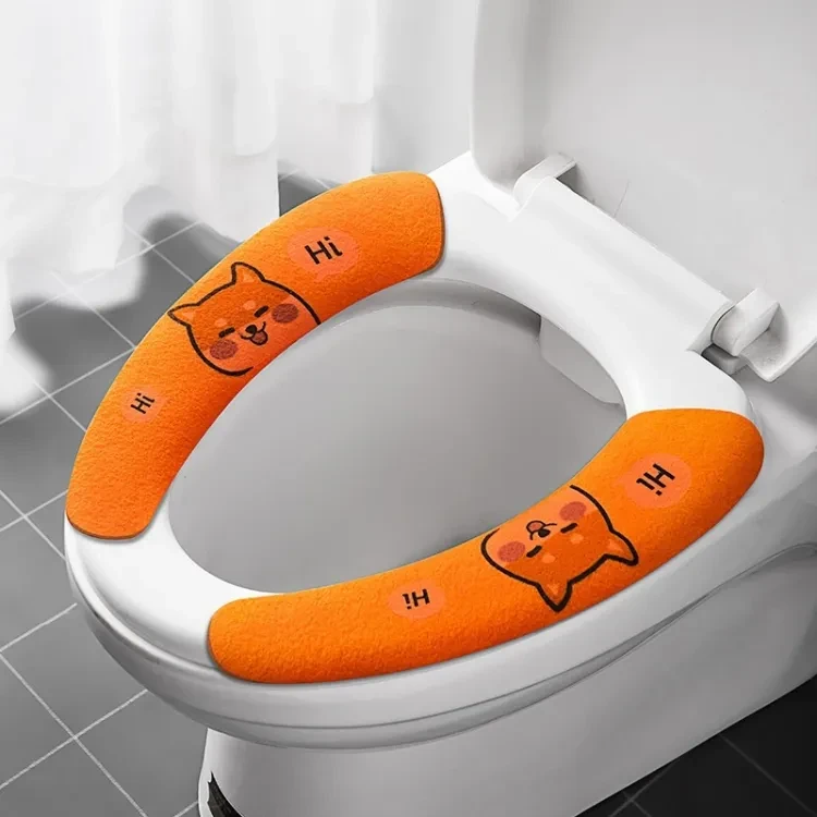 Toilet Seat Cover Soft Cartoon WC Paste Toilet Sticky Seat Pad Washable Bathroom Warmer Seat Lid Cover Pad Cushion Universal